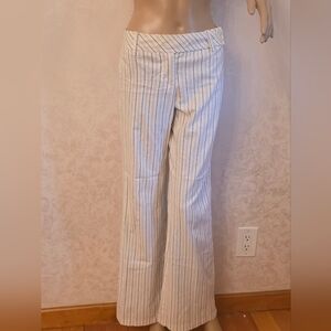 H&M White and Blue Striped Boot Cut Pants